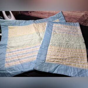 Martha Stewart Nautical Strips Set Of 2 Standard Pillow Shams 20x26 New